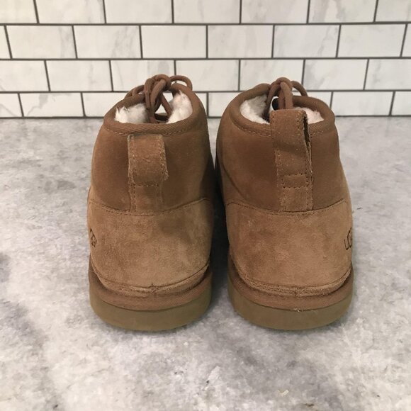 UGG Neumel Chukka Boots Mens Size 14 Chestnut Suede Sheepskin Shoes Waterproof - Picture 3 of 9